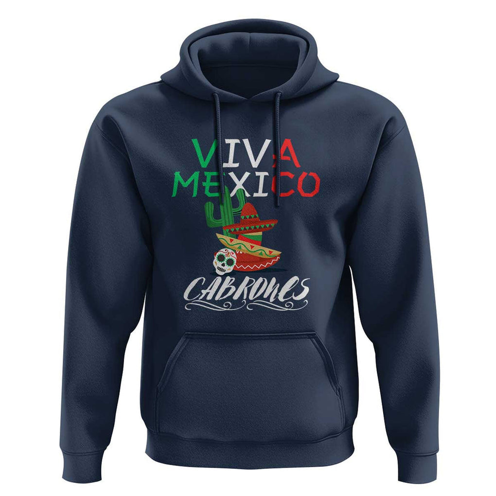 Viva Mexico Cabrones Hoodie Celebrate Mexican Pride with Flag Design TS01 Navy Print Your Wear