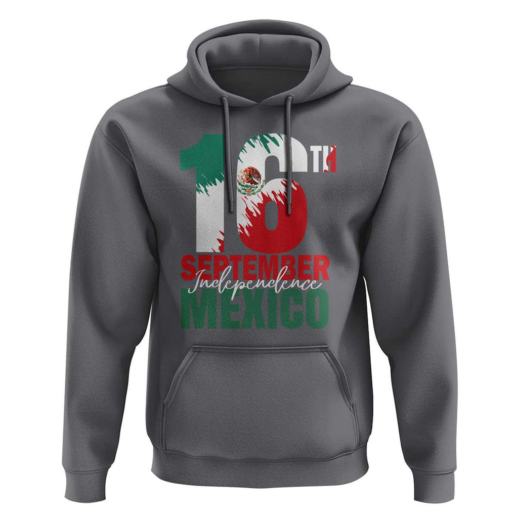 16th September Mexican Independence Day Hoodie Mexico Flag Celebration TS01 Charcoal Print Your Wear