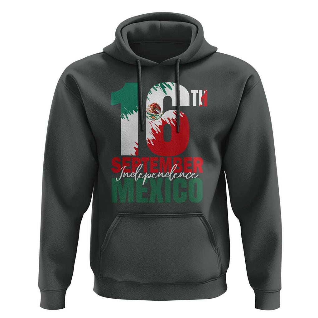 16th September Mexican Independence Day Hoodie Mexico Flag Celebration TS01 Dark Heather Print Your Wear