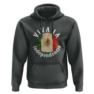 Viva La Independencia Mexico Flag Hoodie Mexican Pride Independence Day TS01 Dark Heather Print Your Wear