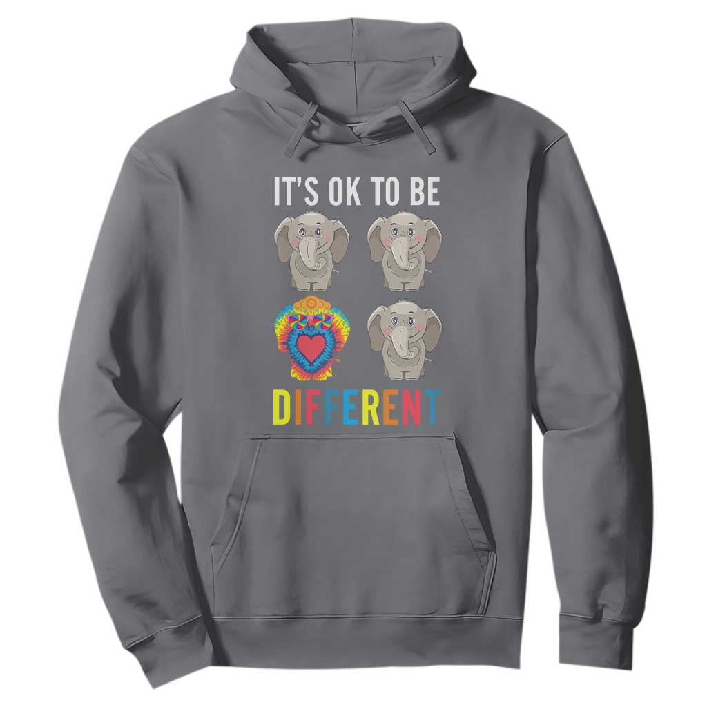 Autism Acceptance Hoodie It's Ok To Be Different Tie Dye Elephant Hippy Style TS01 Charcoal Printyourwear
