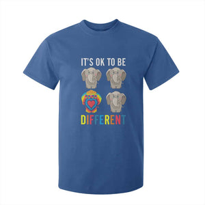 Autism Acceptance T Shirt For Kid It's Ok To Be Different Tie Dye Elephant Hippy Style TS01 Royal Blue Printyourwear