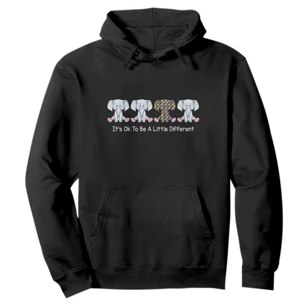 Autism Acceptance Hoodie It's Ok To Be A Little Different Jigsaw Puzzle Elephant TS01 Black Printyourwear