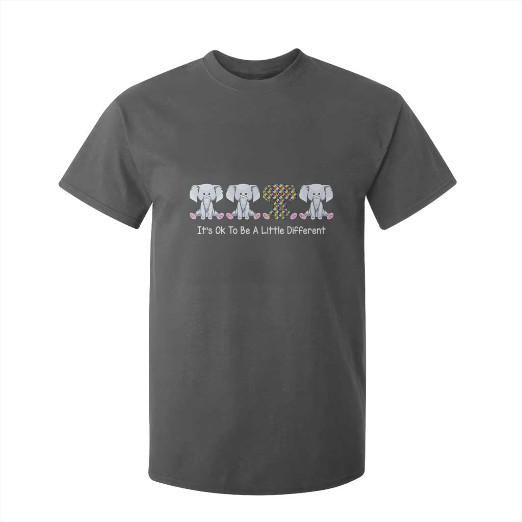 Autism Acceptance T Shirt For Kid It's Ok To Be A Little Different Jigsaw Puzzle Elephant TS01 Dark Heather Printyourwear
