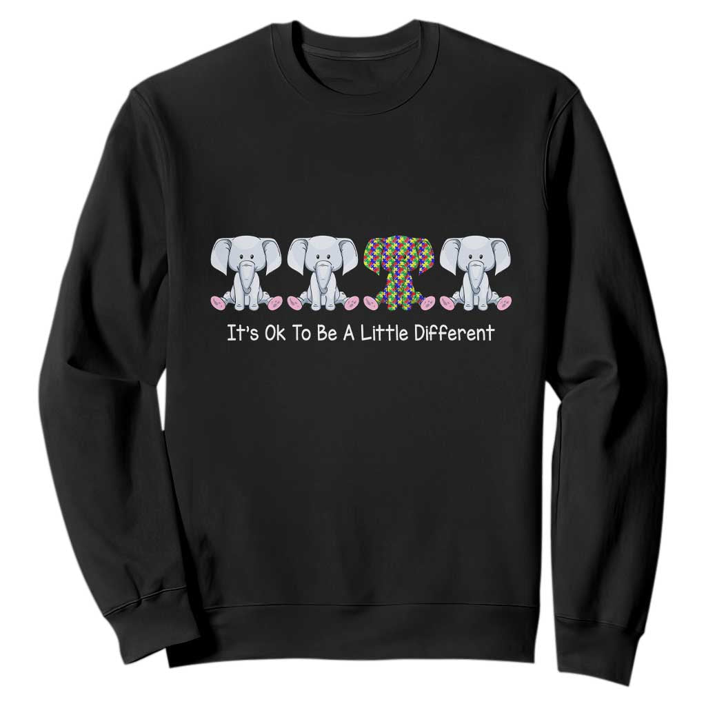 Autism Acceptance Sweatshirt It's Ok To Be A Little Different Jigsaw Puzzle Elephant TS01 Black Printyourwear