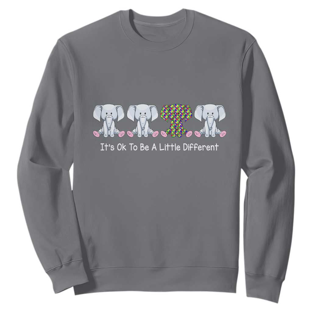 Autism Acceptance Sweatshirt It's Ok To Be A Little Different Jigsaw Puzzle Elephant TS01 Charcoal Printyourwear