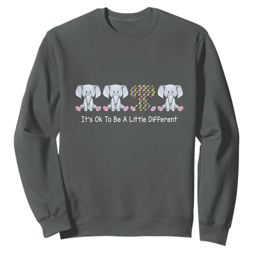 Autism Acceptance Sweatshirt It's Ok To Be A Little Different Jigsaw Puzzle Elephant TS01 Dark Heather Printyourwear