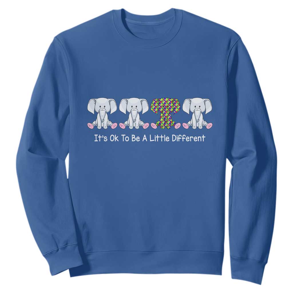 Autism Acceptance Sweatshirt It's Ok To Be A Little Different Jigsaw Puzzle Elephant TS01 Royal Blue Printyourwear