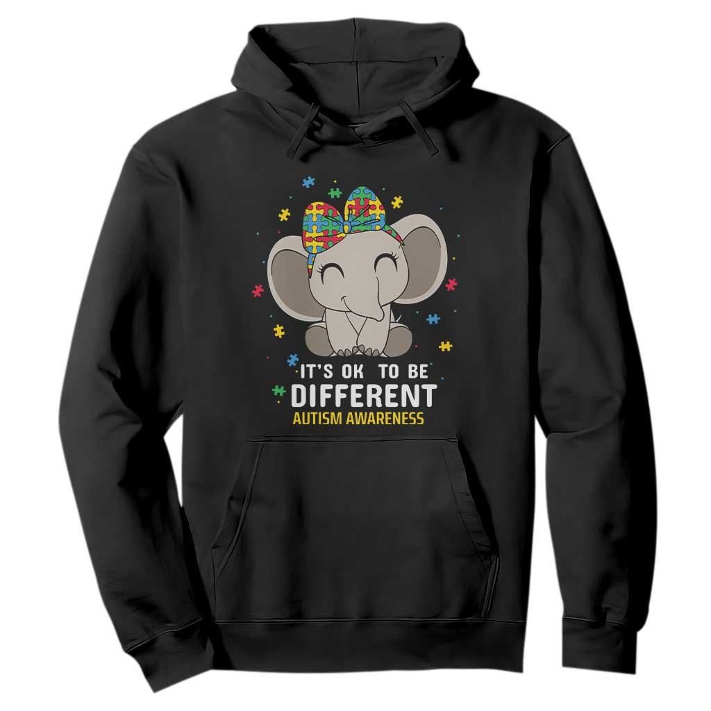 Cute Elephant Autism Hoodie It's Ok To Be Different Accept Support Love Autistic Kids TS01 Black Printyourwear