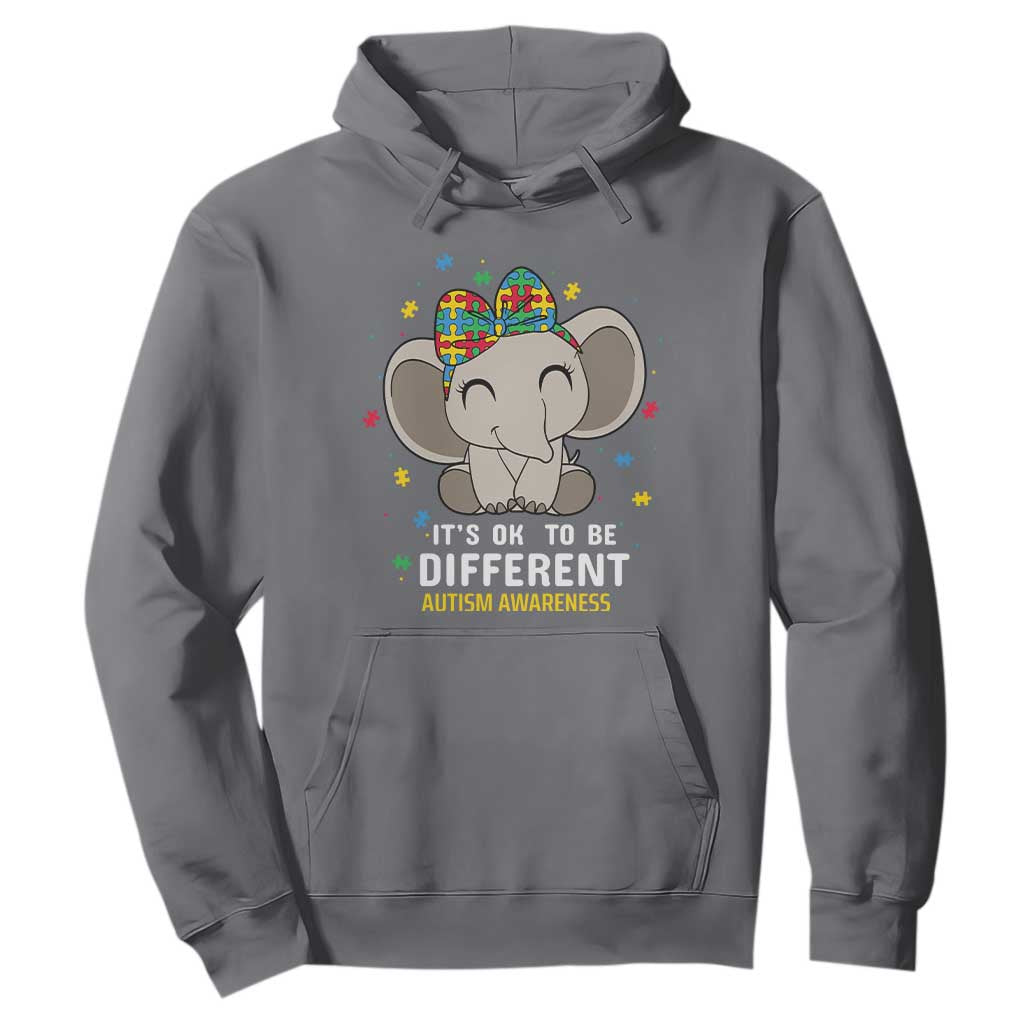 Cute Elephant Autism Hoodie It's Ok To Be Different Accept Support Love Autistic Kids TS01 Charcoal Printyourwear