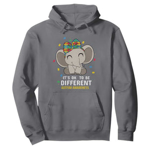 Cute Elephant Autism Hoodie It's Ok To Be Different Accept Support Love Autistic Kids TS01 Charcoal Printyourwear