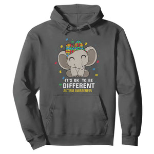 Cute Elephant Autism Hoodie It's Ok To Be Different Accept Support Love Autistic Kids TS01 Dark Heather Printyourwear
