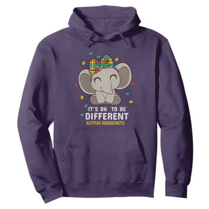 Cute Elephant Autism Hoodie It's Ok To Be Different Accept Support Love Autistic Kids TS01 Purple Printyourwear