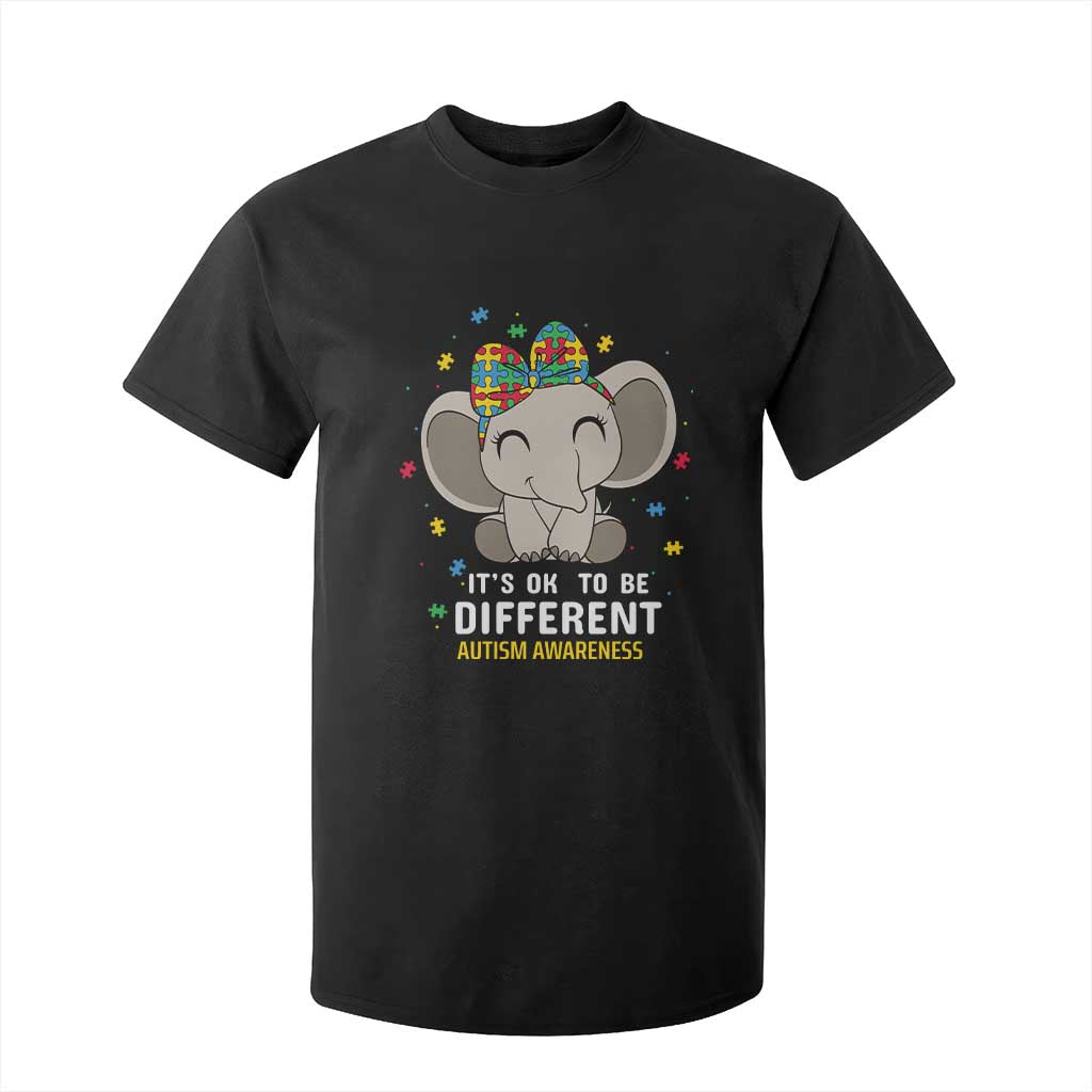 Cute Elephant Autism T Shirt For Kid It's Ok To Be Different Accept Support Love Autistic Kids TS01 Black Printyourwear