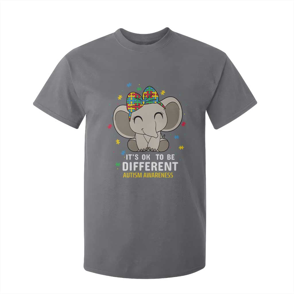 Cute Elephant Autism T Shirt For Kid It's Ok To Be Different Accept Support Love Autistic Kids TS01 Charcoal Printyourwear
