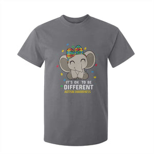 Cute Elephant Autism T Shirt For Kid It's Ok To Be Different Accept Support Love Autistic Kids TS01 Charcoal Printyourwear