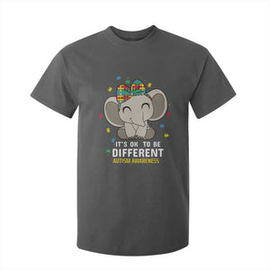 Cute Elephant Autism T Shirt For Kid It's Ok To Be Different Accept Support Love Autistic Kids TS01 Dark Heather Printyourwear
