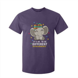 Cute Elephant Autism T Shirt For Kid It's Ok To Be Different Accept Support Love Autistic Kids TS01 Purple Printyourwear