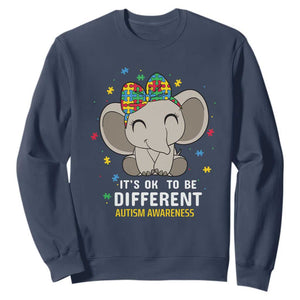 Cute Elephant Autism Sweatshirt It's Ok To Be Different Accept Support Love Autistic Kids TS01 Navy Printyourwear