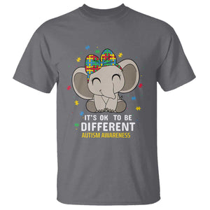 Cute Elephant Autism T Shirt It's Ok To Be Different Accept Support Love Autistic Kids TS01 Charcoal Printyourwear