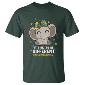 Cute Elephant Autism T Shirt It's Ok To Be Different Accept Support Love Autistic Kids TS01 Dark Forest Green Printyourwear