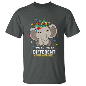 Cute Elephant Autism T Shirt It's Ok To Be Different Accept Support Love Autistic Kids TS01 Dark Heather Printyourwear