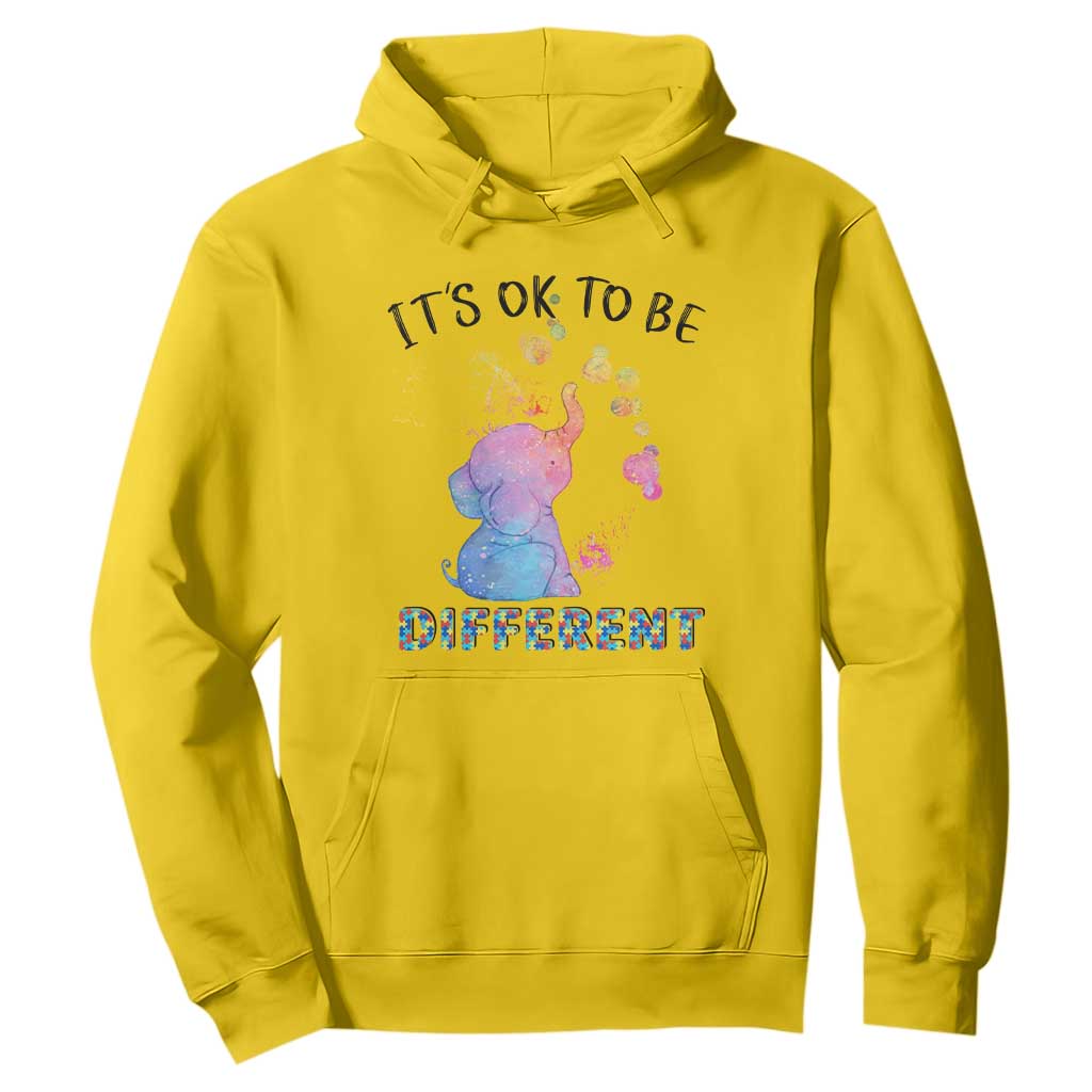 Autism Support Hoodie It's Ok To Be Different Cute Watercolor Elephant TS01 Daisy Printyourwear