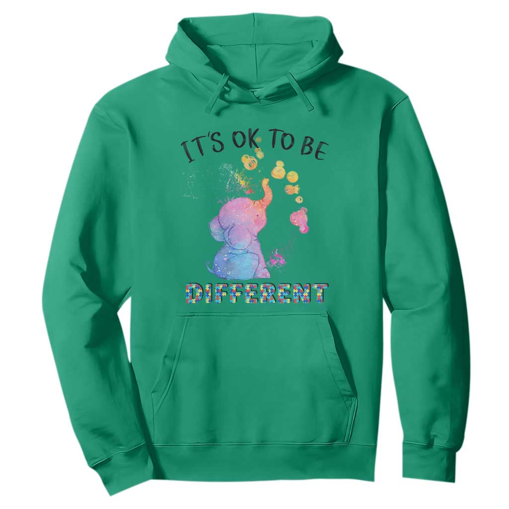 Autism Support Hoodie It's Ok To Be Different Cute Watercolor Elephant TS01 Irish Green Printyourwear
