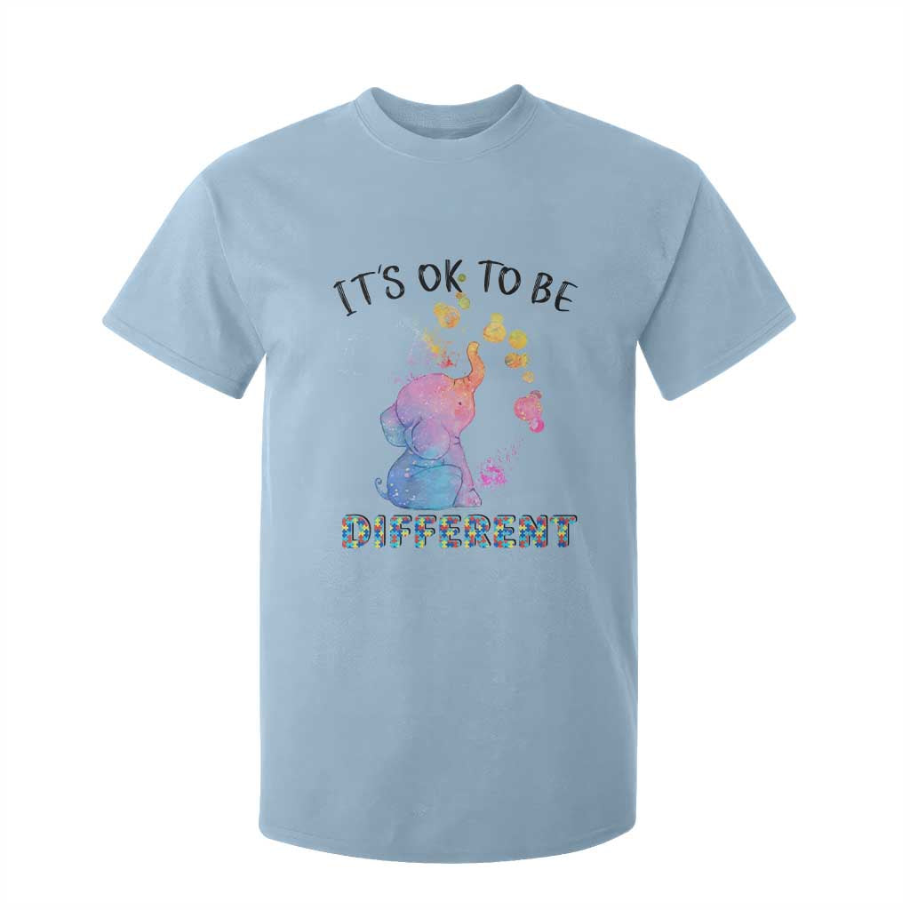 Autism Support T Shirt For Kid It's Ok To Be Different Cute Watercolor Elephant TS01 Light Blue Printyourwear