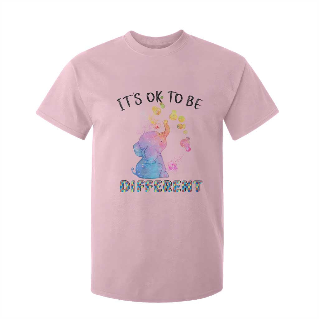Autism Support T Shirt For Kid It's Ok To Be Different Cute Watercolor Elephant TS01 Light Pink Printyourwear