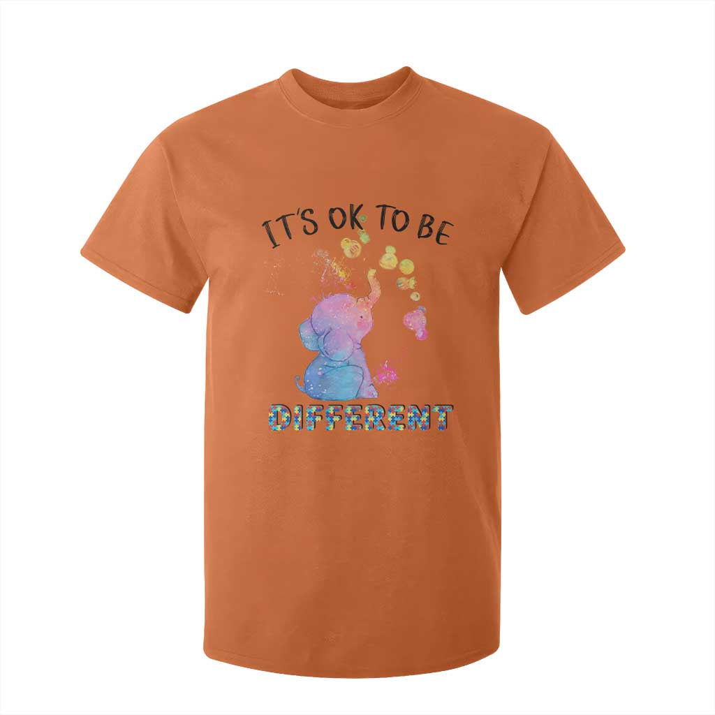 Autism Support T Shirt For Kid It's Ok To Be Different Cute Watercolor Elephant TS01 Orange Printyourwear