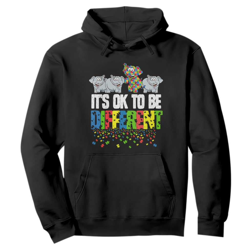 Autism Awareness Hoodie It's Ok To Be Different Funny Jigsaw Puzzle Elephant TS01 Black Printyourwear