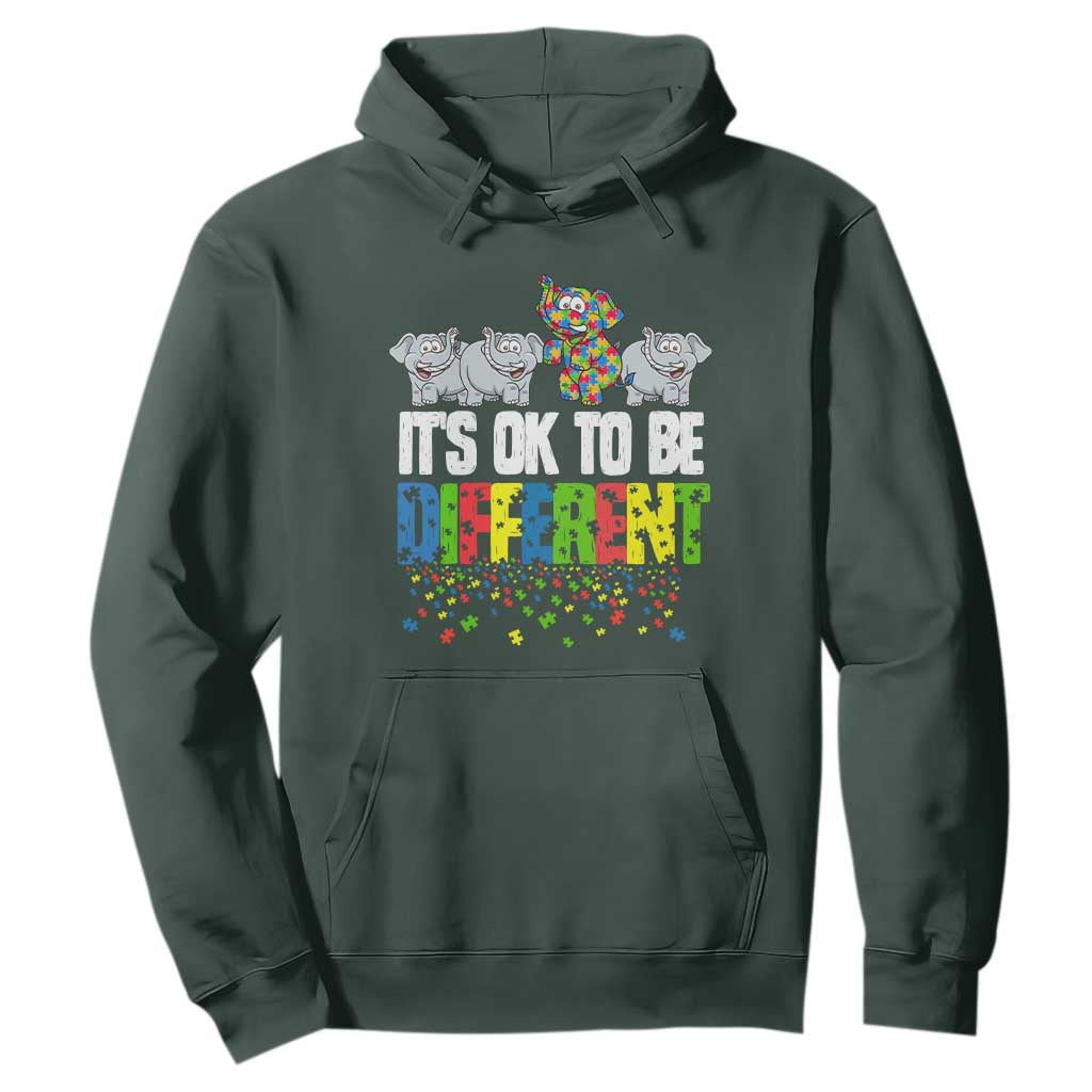 Autism Awareness Hoodie It's Ok To Be Different Funny Jigsaw Puzzle Elephant TS01 Dark Forest Green Printyourwear