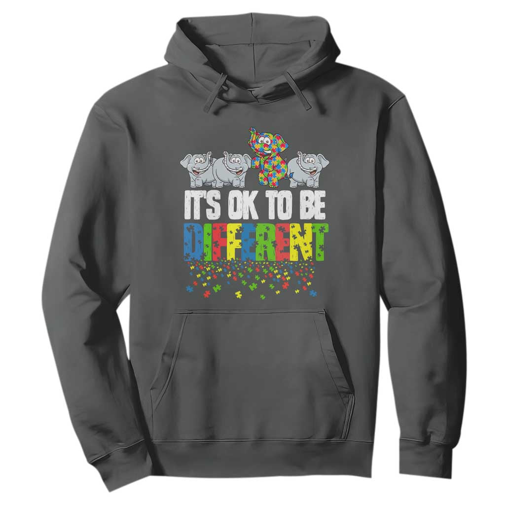 Autism Awareness Hoodie It's Ok To Be Different Funny Jigsaw Puzzle Elephant TS01 Dark Heather Printyourwear