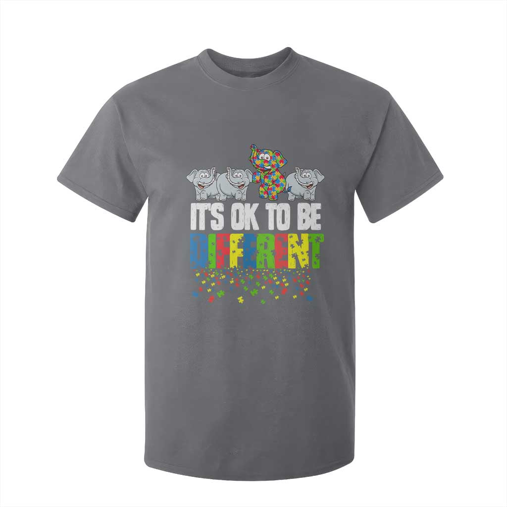 Autism Awareness T Shirt For Kid It's Ok To Be Different Funny Jigsaw Puzzle Elephant TS01 Charcoal Printyourwear