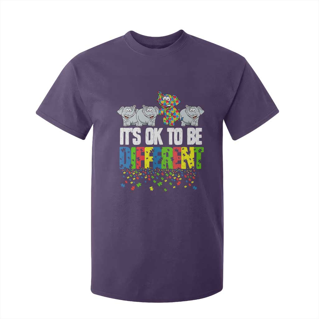 Autism Awareness T Shirt For Kid It's Ok To Be Different Funny Jigsaw Puzzle Elephant TS01 Purple Printyourwear