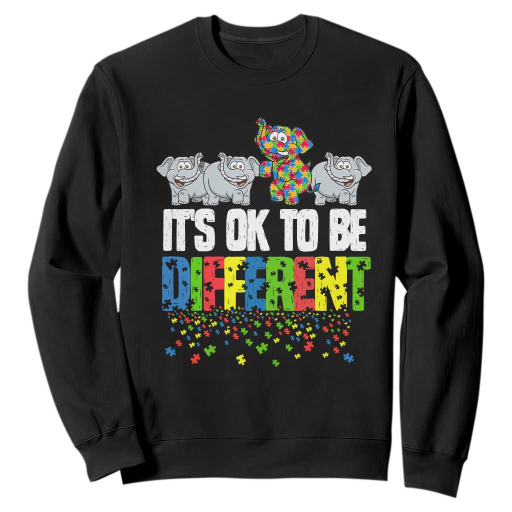 Autism Awareness Sweatshirt It's Ok To Be Different Funny Jigsaw Puzzle Elephant TS01 Black Printyourwear