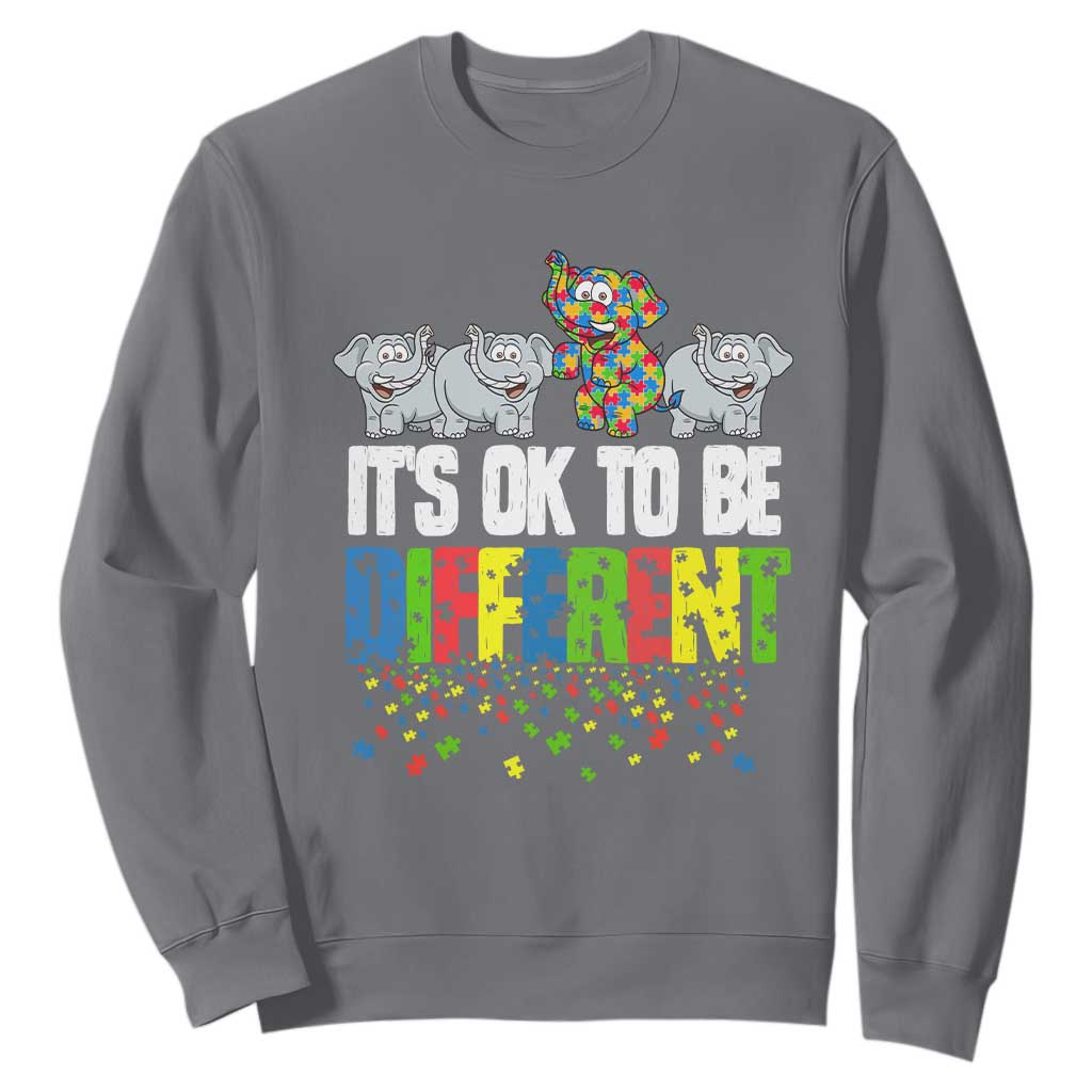 Autism Awareness Sweatshirt It's Ok To Be Different Funny Jigsaw Puzzle Elephant TS01 Charcoal Printyourwear