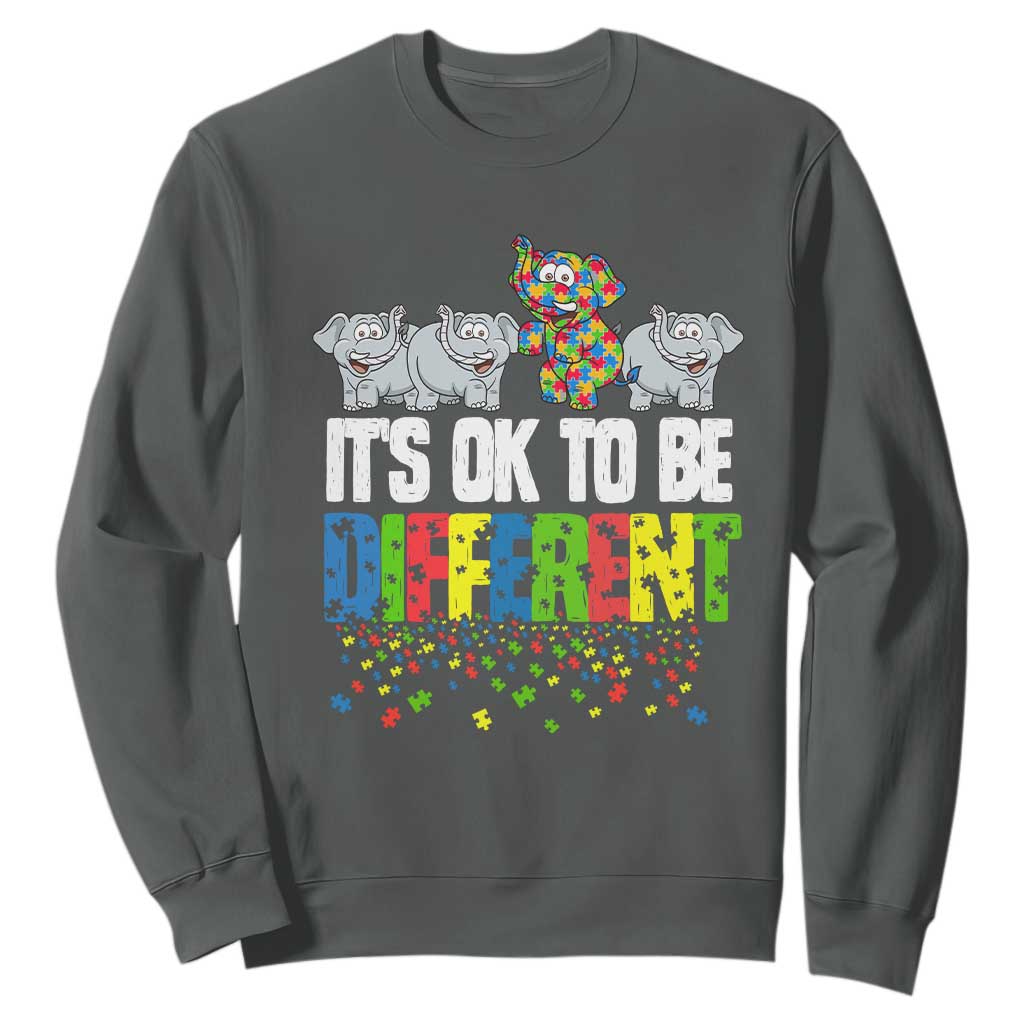 Autism Awareness Sweatshirt It's Ok To Be Different Funny Jigsaw Puzzle Elephant TS01 Dark Heather Printyourwear