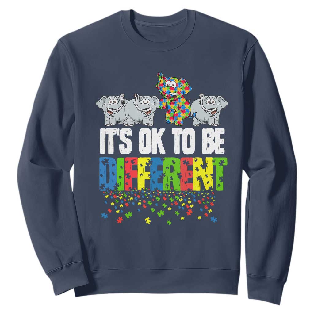 Autism Awareness Sweatshirt It's Ok To Be Different Funny Jigsaw Puzzle Elephant TS01 Navy Printyourwear