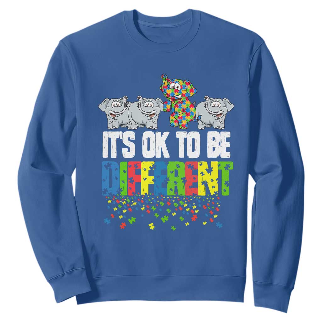 Autism Awareness Sweatshirt It's Ok To Be Different Funny Jigsaw Puzzle Elephant TS01 Royal Blue Printyourwear