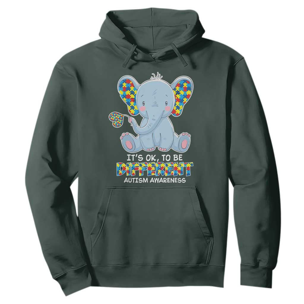 Autism Awareness Elephant Hoodie Its Ok To Be Different TS01 Dark Forest Green Printyourwear