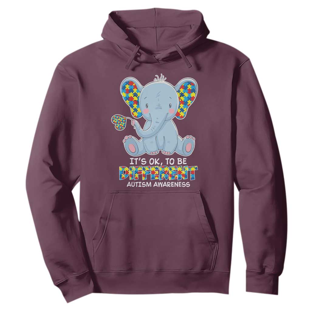 Autism Awareness Elephant Hoodie Its Ok To Be Different TS01 Maroon Printyourwear