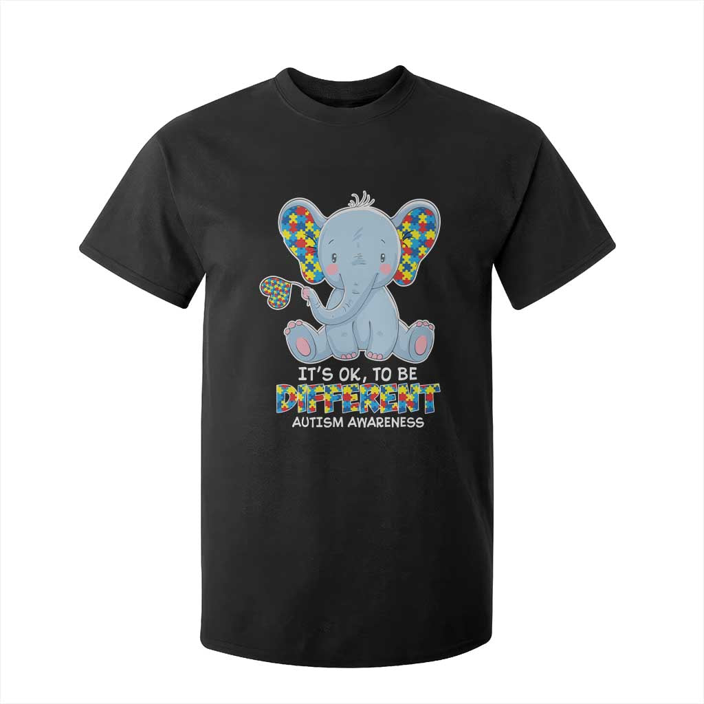 Autism Awareness Elephant T Shirt For Kid Its Ok To Be Different TS01 Black Printyourwear