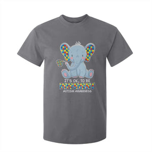 Autism Awareness Elephant T Shirt For Kid Its Ok To Be Different TS01 Charcoal Printyourwear