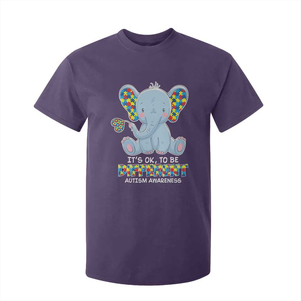 Autism Awareness Elephant T Shirt For Kid Its Ok To Be Different TS01 Purple Printyourwear