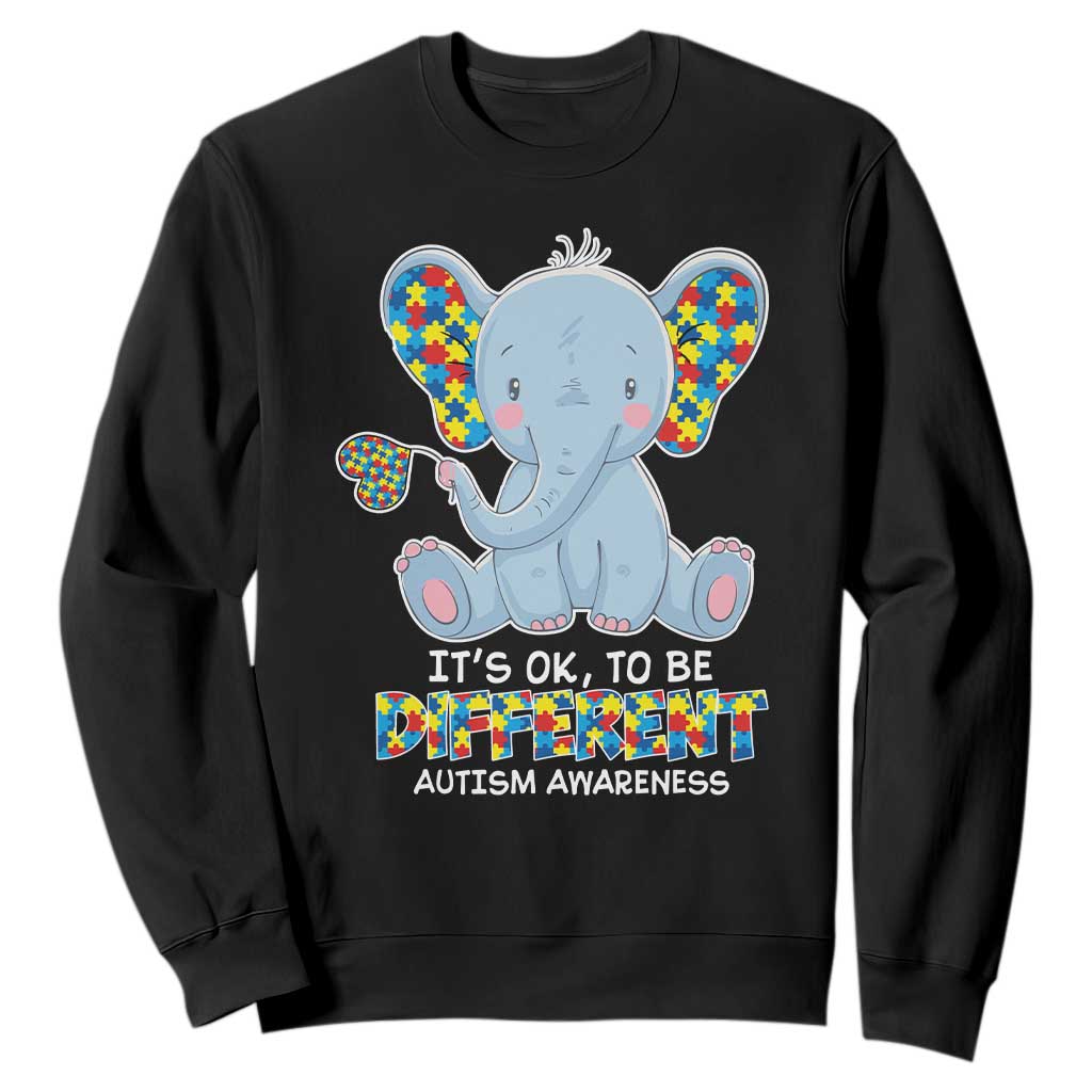 Autism Awareness Elephant Sweatshirt Its Ok To Be Different TS01 Black Printyourwear