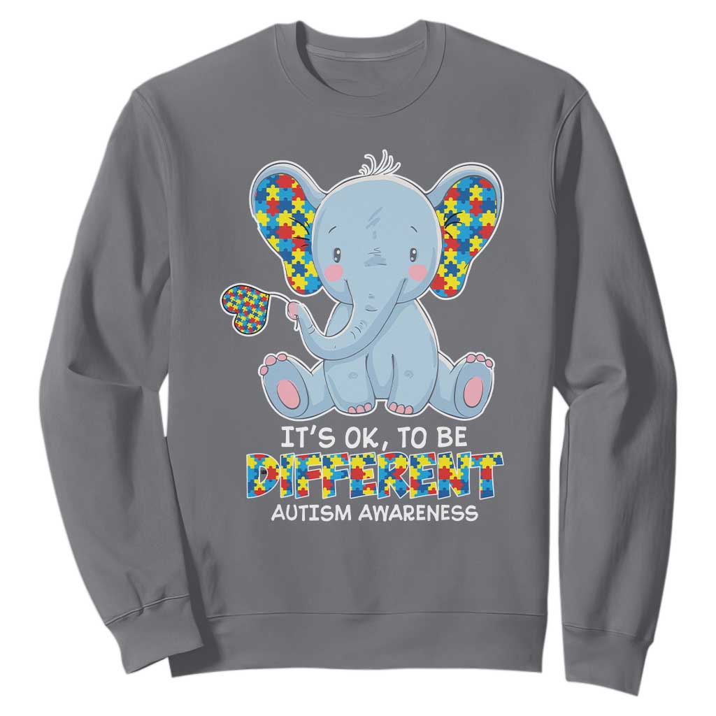 Autism Awareness Elephant Sweatshirt Its Ok To Be Different TS01 Charcoal Printyourwear