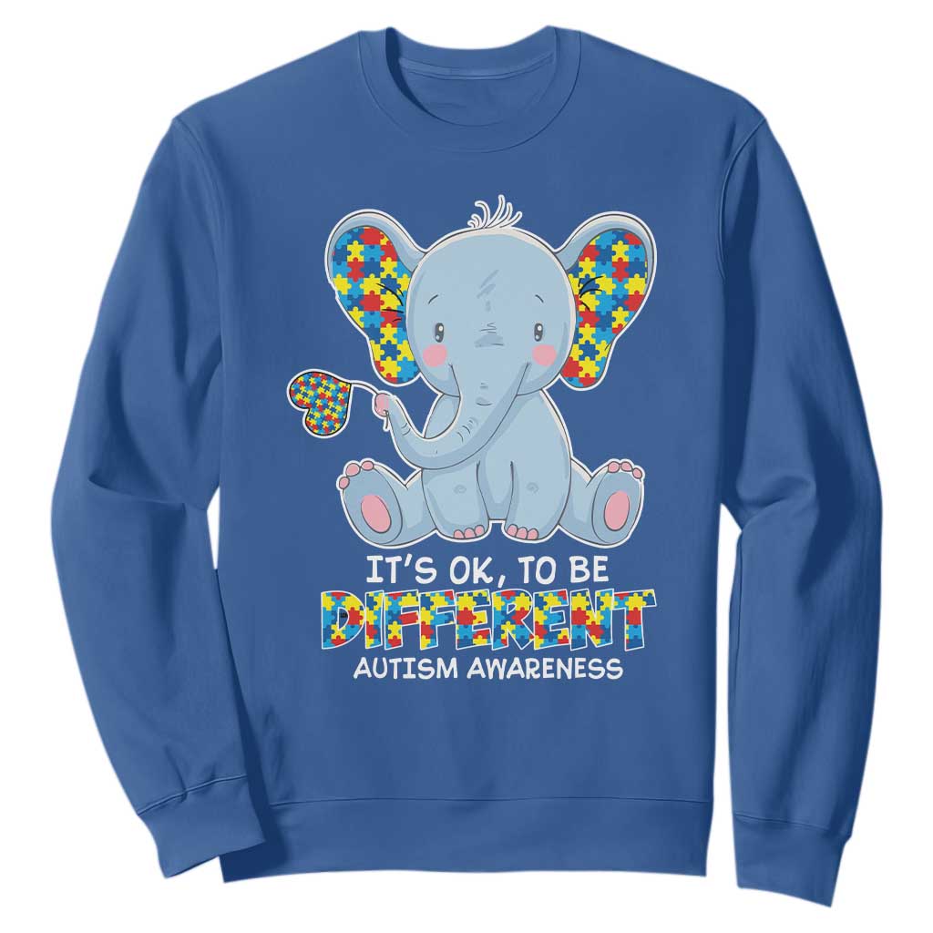 Autism Awareness Elephant Sweatshirt Its Ok To Be Different TS01 Royal Blue Printyourwear