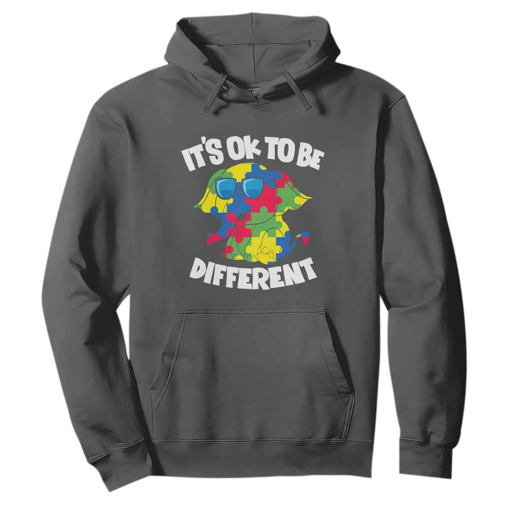 Autism Awareness Day Hoodie It's Okay To Be Different Elephant TS01 Dark Heather Printyourwear